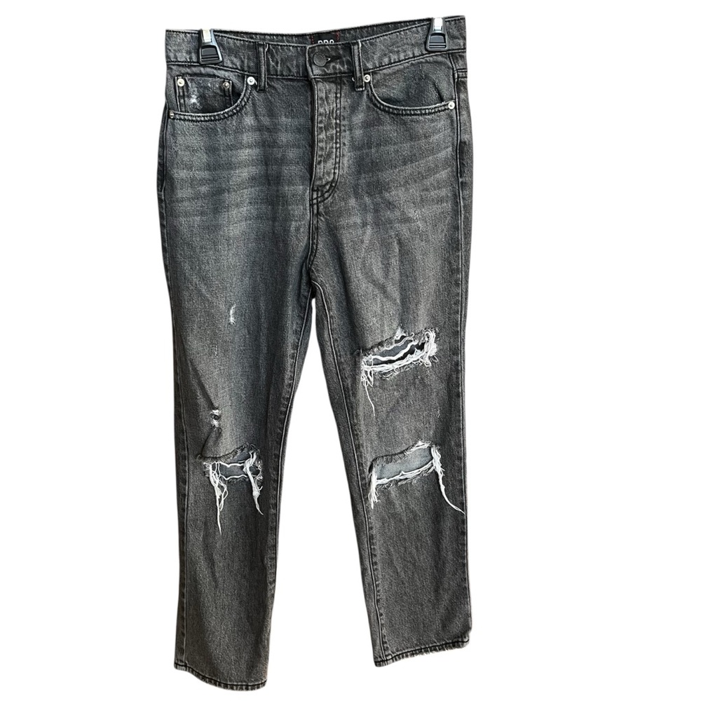 BDG Slim Straight Jeans 26 Black High Rise Distressed Button Fly UO